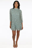 Mint Floral Print Pleated Shift Dress