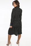 Black Polka Dot High Neck Pleated Shift Dress
