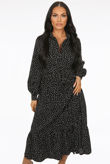 Black Polka Dot Button Front Dress