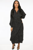 Black Polka Dot Button Front Dress