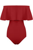 Red Bardot Frill Bodysuit
