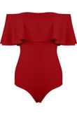Red Bardot Frill Bodysuit