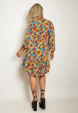 Multi Coloured Long Sleeve Floral Wrap Dress