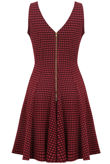 Wine Contrast Square Print Back Zip Up Fit and Flare Dress