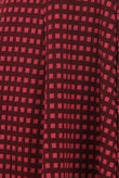 Wine Contrast Square Print Back Zip Up Fit and Flare Dress