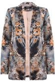 Nude & Grey Floral Print Long Blazer