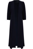 Navy Crepe Tie Fastening Duster Coat