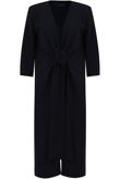 Navy Crepe Tie Fastening Duster Coat