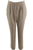 Beige Glen Plaid Pleated Tapered Trousers