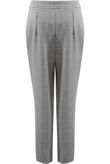 Grey Glen Plaid Pleated Tapered Trousers