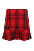 Red Tartan Back Zip Up Fit and Flare Skirt