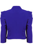 Royal Blue Puff Sleeve Hook Fastening Short Blazer 