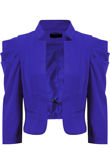 Royal Blue Puff Sleeve Hook Fastening Short Blazer 