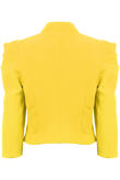 Yellow Puff Sleeve Hook Fastening Short Blazer