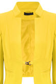 Yellow Puff Sleeve Hook Fastening Short Blazer