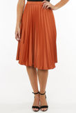 Orange Elasticated Waist Pleated Skirt