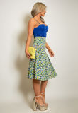 Green Printed Box Pleat Midi Skirt