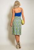 Green Printed Box Pleat Midi Skirt