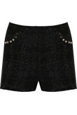Black and Gold Foil Threaded Studded Shorts 