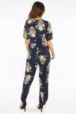 Floral Print O Ring Wrap Jumpsuit