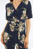 Floral Print O Ring Wrap Jumpsuit