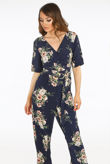 Floral Print O Ring Wrap Jumpsuit