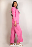 Pink Double Breasted Blazer & Wide Leg Trouser Suit 