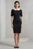 Black With Cream Peter Pan Collar Fitted Dress