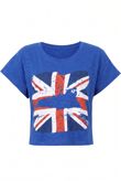 Royal Blue British Flag Cropped T-Shirts