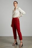 Button Trim Cropped Tailored Trouser In Red