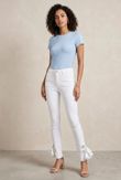 Ankle Lace Tie Up Stretch Skinny White Jeans
