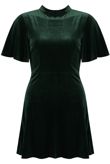 Dark Green Velvet Short Sleeves Shift Dress