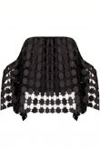Black Crochet Overlay Off the Shoulder Crop Tops