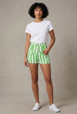 Green & White Striped High Waisted Shorts