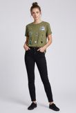 Khaki Badge Embellished Tees