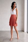 White Orange Pleated Dress