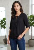Black Front Lace Tie Up Tops