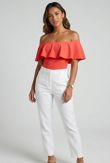 Coral Bardot Frill Bodysuit