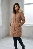 Golden Fur Hood Long Parka Coat 