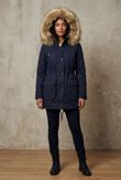  Faux Fur Lined Double Breasted Navy Parka Coat