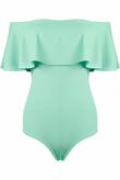 Mint Off Shoulder Frill Bodysuit 
