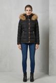 Black Quilted Beige Fur Hood Short Puffer Jackets