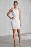 White Cross Stripe Textured Bodycon Dress