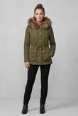 Khaki Jacket with Golden Faux Fur