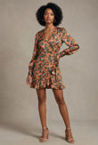Green Floral Print Wrap Dress