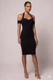 Black Off Shoulder Halterneck Bodycon Dress