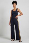 Contrast Side Panelled Knitted Trouser in Navy