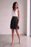 White Black Pleated Dress