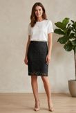 Black Floral Crochet Lined Side Zip Up Skirts 