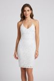 White Floral Lace Criss Cross Back Bodycon Dress